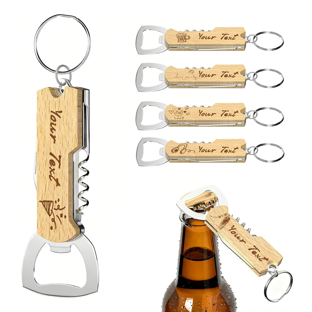 Wine Beer Bottle - 맞춤 각인 로고 병따개 열쇠고리, 결혼