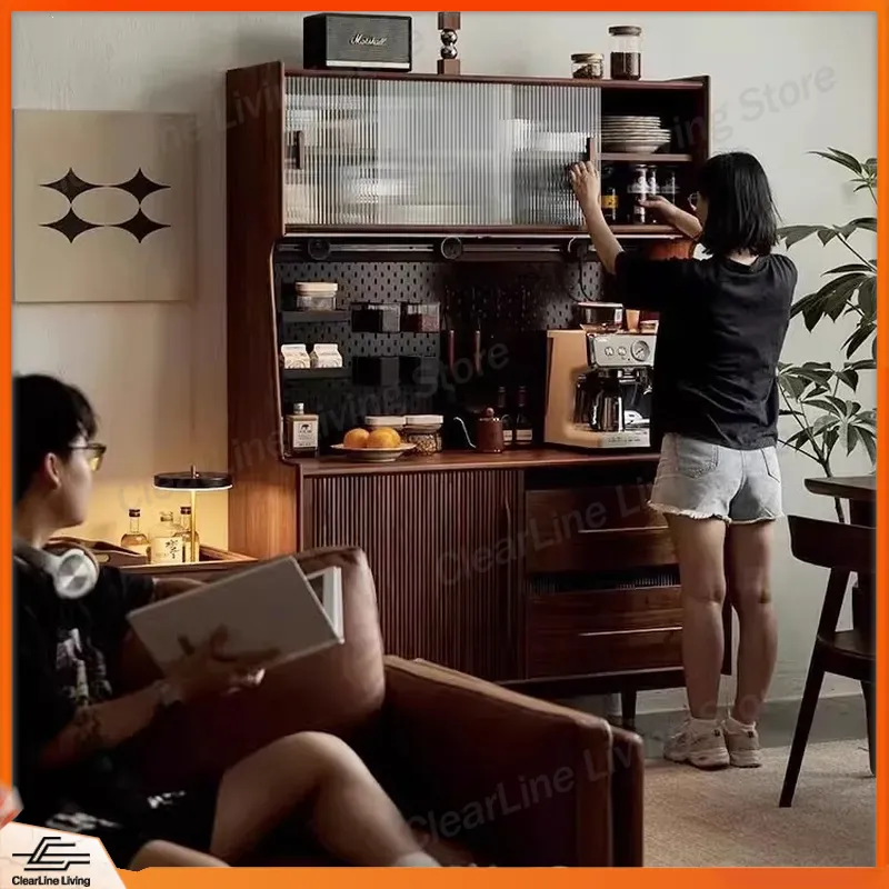 유리문이 있는 복고풍 단단한 나무 거실 와인 캐비닛 위 - Wine Vodka Beer 리뷰 및 가격