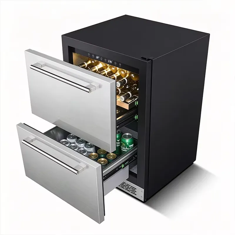 블랙 색상의 견고한 스테인리스 스틸 소재로 제작된 14 - Wine Beer Fridge Dual Zone 리뷰 및 가격